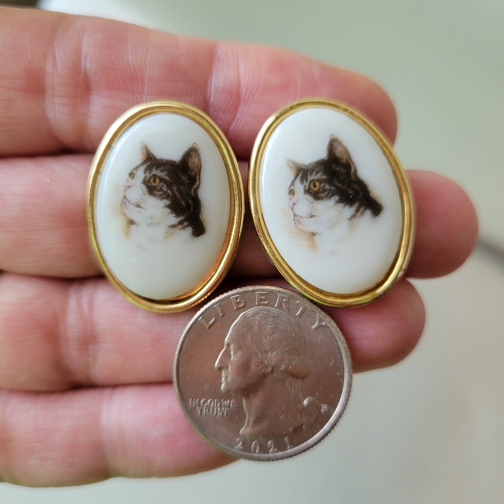Cute Cat Earrings ~ Crafts ~ Assemblage ~ Repurpose ~ Pierced - No Backs - Picture 7 of 16